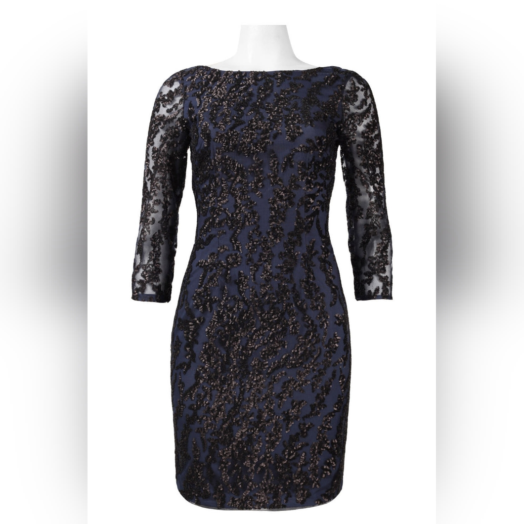 Aidan Mattox 3/4 Sleeve Sequined Dress 151a10450